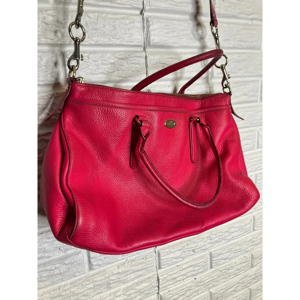 Coach Madison Satchel Bag Womens Medium Pink Good Pebbled Leather Crossbody